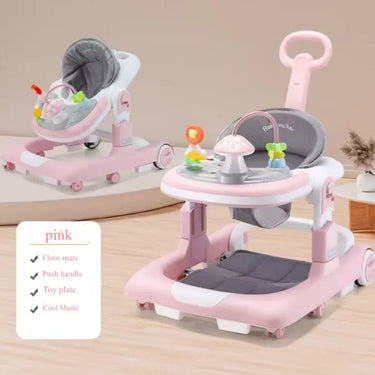 Multi-functional 3in1 Baby Mushroom Musical Walker - Pink